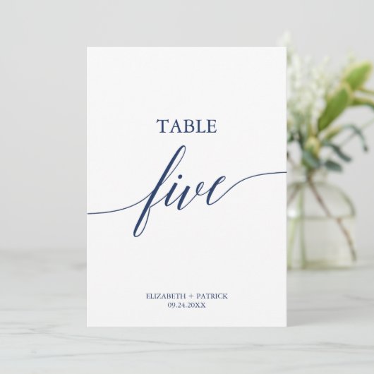 海軍エレガント書道表5つの表番号 招待状 (スタンド正面)