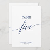 海軍エレガント書道表5つの表番号 招待状 (正面/裏面)