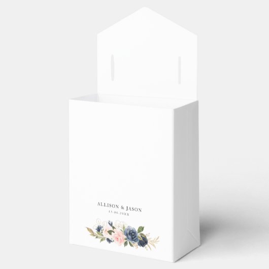 海軍エレガント赤面フローラ結婚式の引き出物箱 フェイバーボックス (オープン)