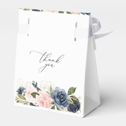 海軍エレガント赤面フローラ結婚式の引き出物箱 フェイバーボックス (裏面サイド)