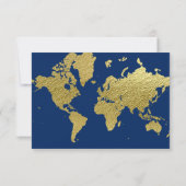 海軍エレガント金ゴールド世界地図結婚の 出欠カード (裏面)