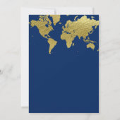 海軍エレガント金ゴールド世界地図結婚の 招待状 (裏面)