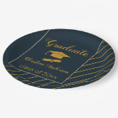 海軍エレガント金ゴールド卒業シンプルキャップ ペーパープレート (アングル)