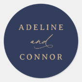 海軍エレガント金ゴールド書道結婚の ラウンドシール (正面)