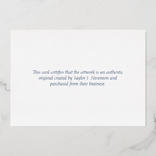 海軍エレガント金ゴールド認証書 箔招待状 (裏面)