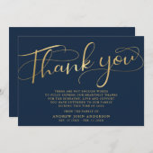 海軍エレガント·金ゴールド書道葬  サンキューカード (正面/裏面)