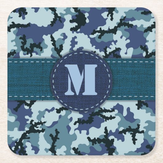 海軍カモフラージュ スクエアペーパーコースター (正面)