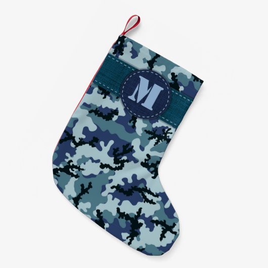 海軍カモフラージュ スモールクリスマスストッキング (正面 (吊り時))