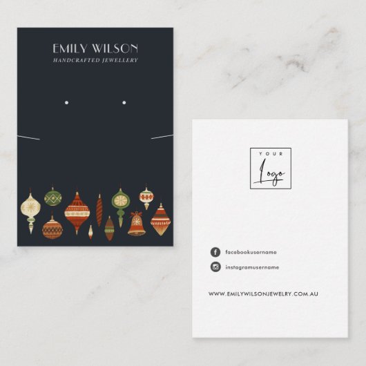 海軍クリスマス飾りネックレスイヤリングディスプレイ 名刺 (正面/裏面)