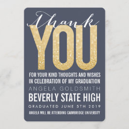 海軍グリッタータイポグラフィ卒業サンキューカード サンキューカード