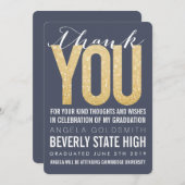 海軍グリッタータイポグラフィ卒業サンキューカード サンキューカード (正面/裏面)