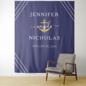 海軍ゴールドアンカー結婚式フォトブース背景 タペストリー (インサイチュ)