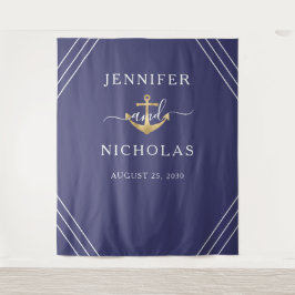 海軍ゴールドアンカー結婚式写真ブース背景 タペストリー