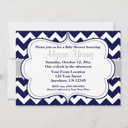 海軍シェブロンの灰色招待状 招待状 (正面)