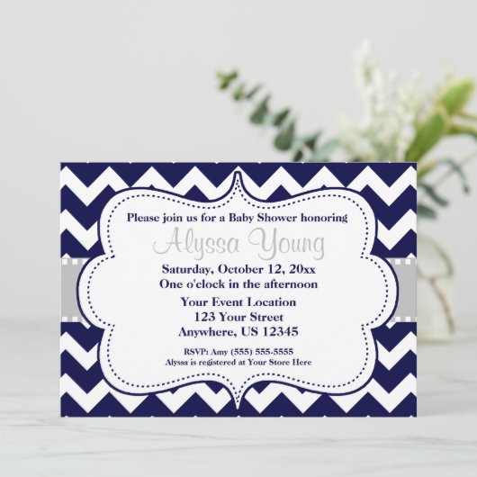 海軍シェブロンの灰色招待状 招待状 (スタンド正面)