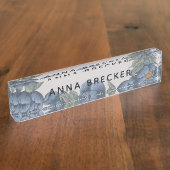 海軍シャクヤクの花のフェミニンなエレガント デスクネームプレート (側面)