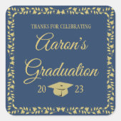 海軍スタイリッシュ卒業の上品な金ゴールド スクエアシール (正面)