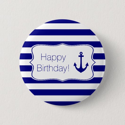 海軍ストライプいかり航海の誕生会 缶バッジ (正面)