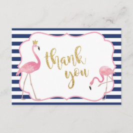 海軍ストライプなフラミンゴのサンキューカード サンキューカード