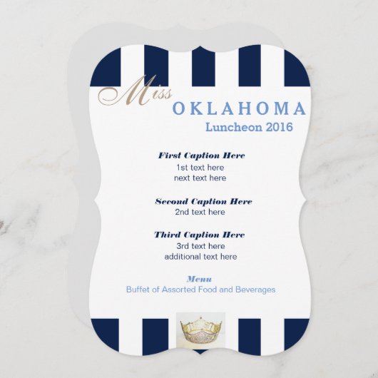 海軍ストライプなページェントの昼食会のプログラム・カード プログラム (正面/裏面)