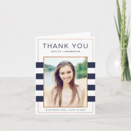 海軍ストライプな卒業は挨拶状感謝していしています サンキューカード