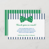 海軍ストライプな及び緑の弓|ベビーシャワーは感謝していしています サンキューカード (正面/裏面)
