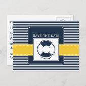 海軍ストライプのライフブイ航海のー、日付を保存 案内ポストカード (正面/裏面)