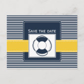 海軍ストライプのライフブイ航海のー、日付を保存 案内ポストカード (正面)