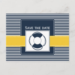 海軍ストライプのライフブイ航海のー、日付を保存 案内ポストカード