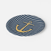 海軍ストライプの航海のないかり ペーパープレート (アングル)