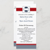 海軍ストライプ、ライフブイ航海のー、結婚式 プログラム (正面/裏面)