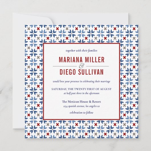 海軍スペインのと赤瓦メキシ結婚コ 招待状 (正面)