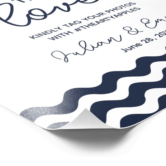 海軍ソーシャルメディ結婚アの看板ハッシュタグ フォトプリント (角)