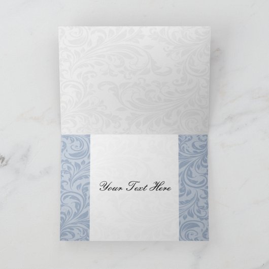 海軍ダマスク織のフェイクなリボンのdiamanteのバックルの結婚式 サンキューカード (内部)