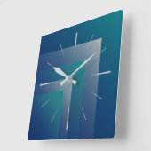 海軍ティール（緑がかった色）の灰色 スクエア壁時計 (傾斜)