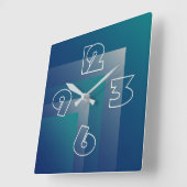 海軍ティール（緑がかった色）の灰色 スクエア壁時計 (傾斜)