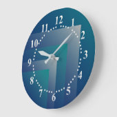 海軍ティール(緑がかった色)の灰色 ラージ壁時計 (傾斜)