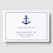 海軍ネイビーブルーのアンカー結婚式モノグラム ゲストブック (正面)