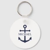 海軍ネイビーブルーアンカー 名前入り キーホルダー (正面)