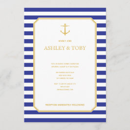 海軍ネイビー&ゴールドのリハーサルディナー招待状 招待状