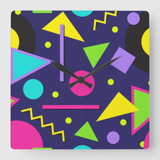 海軍ネオンの抽象芸術 スクエア壁時計 (正面)
