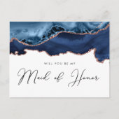 海軍バラの金ゴールド戦は私のメイド・オブ・オーナー（花嫁付き添い人） インビテーションポストカード (正面)