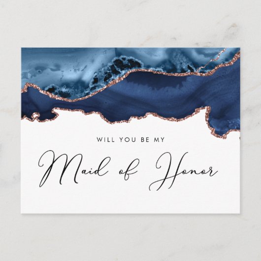 海軍バラの金ゴールド戦は私のメイド・オブ・オーナー（花嫁付き添い人） インビテーションポストカード (正面)