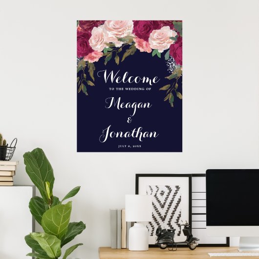 海軍バラフローラ結婚の歓迎サイン ポスター (ホームオフィス)