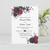 海軍パーソナライズされたとブルゴーニュ結婚ーズ 招待状 (スタンド正面)