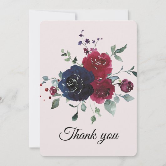 海軍パーソナライズされたとブルゴーニュ結婚ーズ 招待状 (裏面)