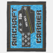 海軍パーソナライズされた現空母 フリースブランケット (正面)