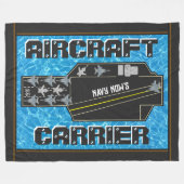 海軍パーソナライズされた現空母 フリースブランケット (正面(横))
