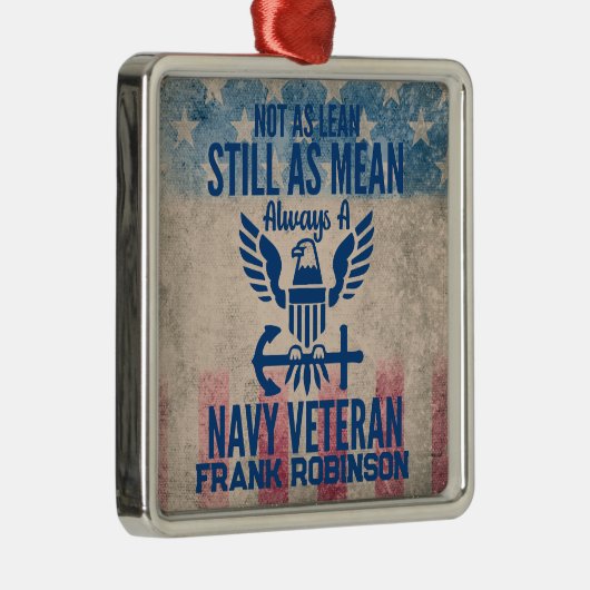 海軍パーソナライズされた退役軍人動揺して米国国旗 メタルオーナメント (右)