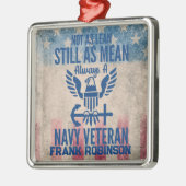 海軍パーソナライズされた退役軍人動揺して米国国旗 メタルオーナメント (左)